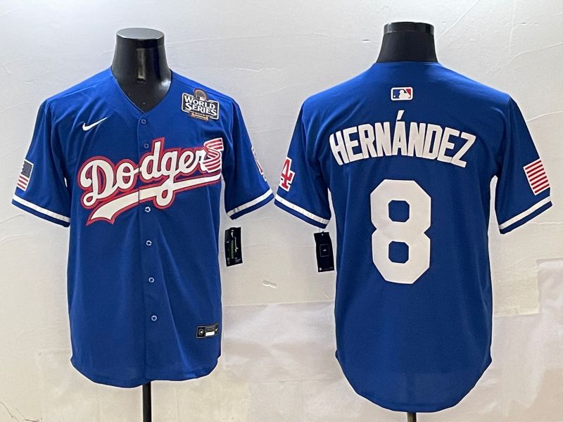 Men Los Angeles Dodgers #8 Hernandez Blue Second generation Joint Name Nike 2025 MLB Jersey style 6->youth nfl jersey->Youth Jersey